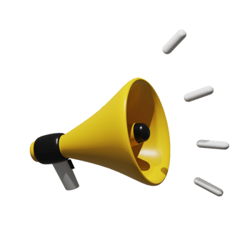 Megaphone announce yellow realistic 3d png