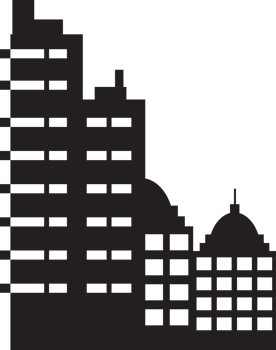 Real estate commercial, residential and industrial black isolated retro flat building, house, home png