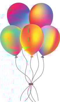 Colorful iridescent balloon group cute icon, bunch of floating balloon design element vector