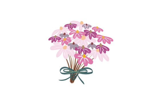 colorful flowers and leaf decoration in bouquet bunch, watercolor style isolated on background png