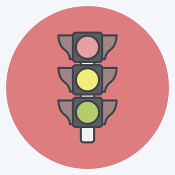 Icon Traffic Signal. suitable for education symbol. color mate style. simple design editable. design template vector. simple illustration vector