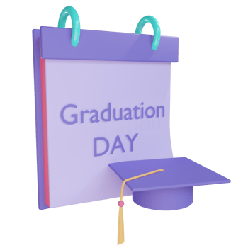 3d graduation date illustration with transparent background png