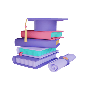 3d education degree illustration with transparent background png
