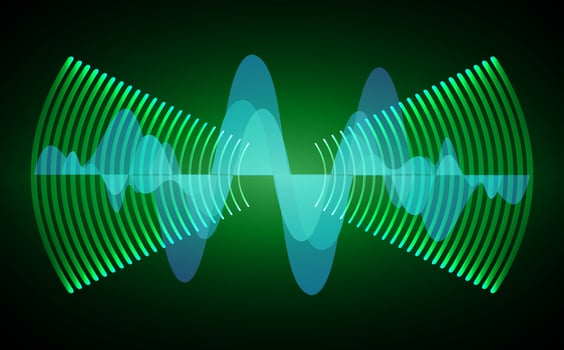 Sound waves oscillating dark light vector
