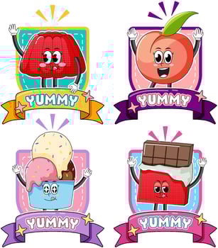 Funny food character banners set vector