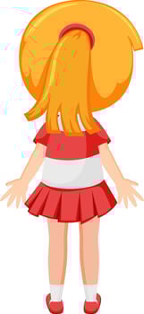 Back of a little girl cartoon character vector