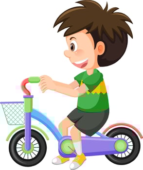 Little boy ride a bicycle isolated vector