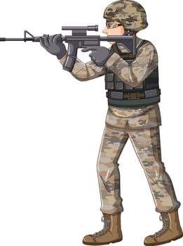 Soldier in uniform cartoon character vector