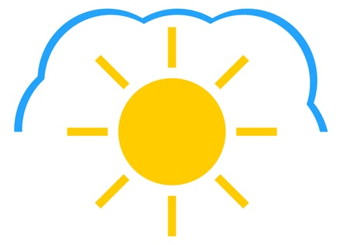 sun and clouds on white background vector