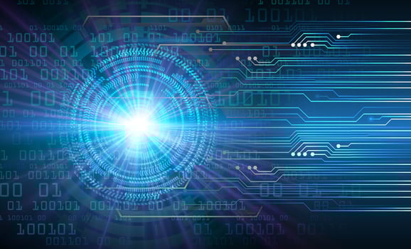 eye cyber circuit future technology concept background vector