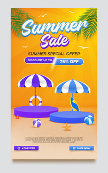 Summer sale promo seasonal poster template vector