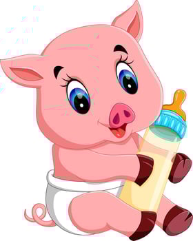 illustration of Cute baby pig cartoon vector