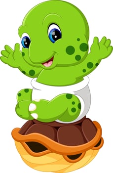 illustration of Cute turtle cartoon vector