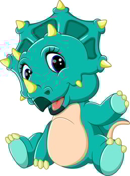 cute baby Triceratops cartoon vector