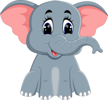 Cute elephant cartoon sitting vector
