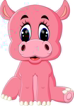 Cartoon happy hippo sitting vector