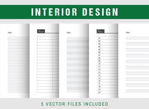Printable Notebook Papers Interior Design Template vector