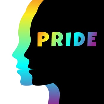 PRIDE, silhouette girl face LGBT concept poster banner flyer. Vector