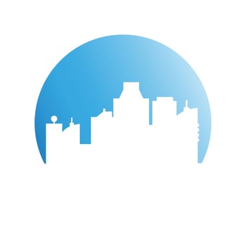 cityscape on blue circle background vector illustration