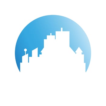 urban cityscape on blue circle background vector illustration
