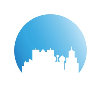 cityscape on blue circle background vector illustration