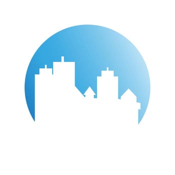 cityscape on blue circle background vector illustration