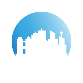 cityscape on blue circle background vector illustration