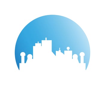 cityscape on blue circle background vector illustration