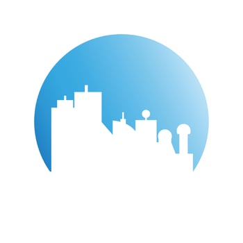 urban city on blue circle background vector illustration