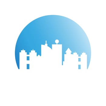 cityscape on blue circle background vector illustration