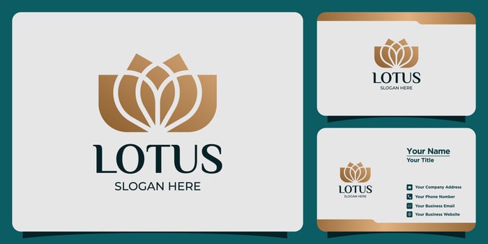 set of lotus flower logos and business cards vector