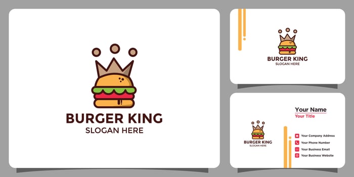 minimalist burger king logo design template vector