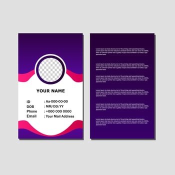 Corporate id card design template in purple modern style. vector