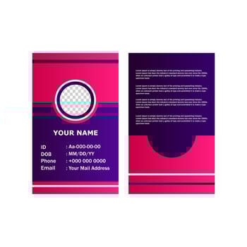 Corporate id card design template in purple modern style. vector