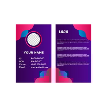 Corporate id card design template in purple modern style. vector