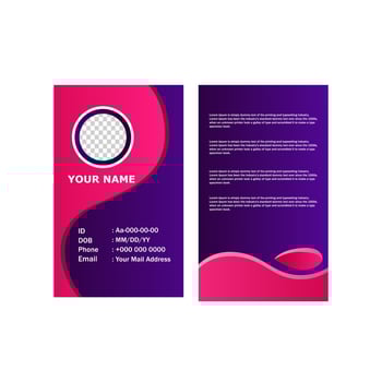 Corporate id card design template in purple modern style. vector