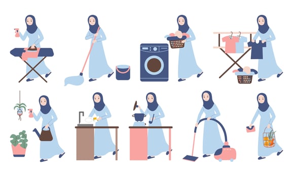 housewife cartoon character collection illustration vector