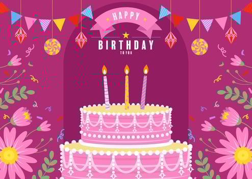 happy birthday greetings card. vector