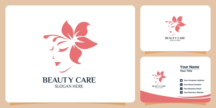 Minimalist beauty logo with modern style logo design and business card template vector