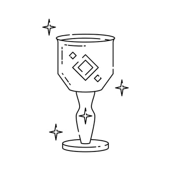 Ancient magic witch goblet. Old holy cup vector