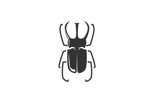 Silhouette of Black Horn Beetle Bug Illustration Logo Design vector
