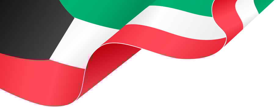 Kuwait flag wave  isolated  on png or transparent background,Symbol Kuwait. vector illustration