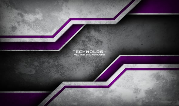 3D grey purple technology abstract background overlap layer on dark space with grunge texture effect decoration. Graphic design element future style concept for banner, flyer brochure, or landing page vector