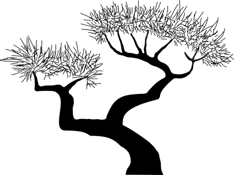 Dark single silhouette sakura shape of a floral tree for the posters, shirts png