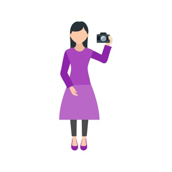 Woman Taking Picture Flat Multicolor Icon vector