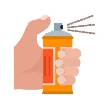 Holding Spray Bottle Flat Multicolor Icon vector