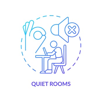 Quiet rooms blue gradient concept icon. Reducing stress and noise abstract idea thin line illustration. Comfortable and private space. Isolated outline drawing. vector