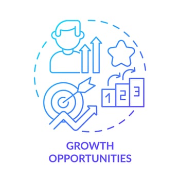 Growth opportunities blue gradient concept icon. Skill advancement abstract idea thin line illustration. Climbing career ladder. Work environment. Isolated outline drawing. vector