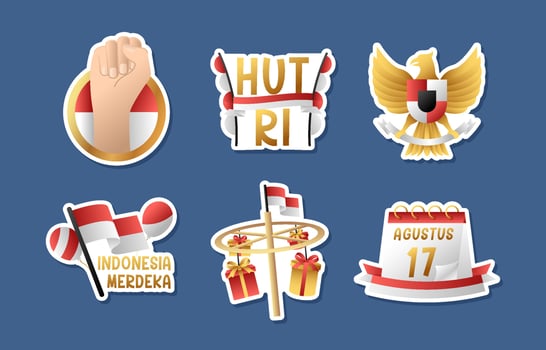 Indonesia Independence Day Sticker Set vector