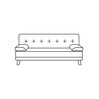 Sofa Outline Icon Illustration on Isolated White Background vector